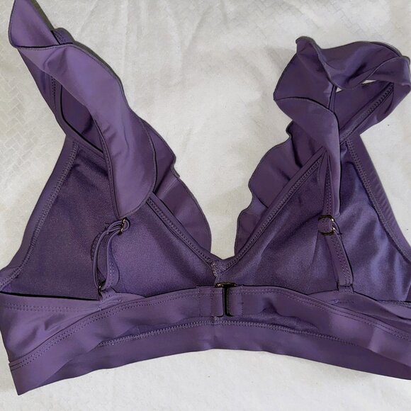 Time & Tru Purple Ruffle Strap Swim Top Size S (8-10) • Women’s Bikini Crop-A177 - Picture 2 of 5